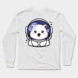 Cute baby polar bear wearing an astronaut helmet, cartoon character Long Sleeve T-Shirt